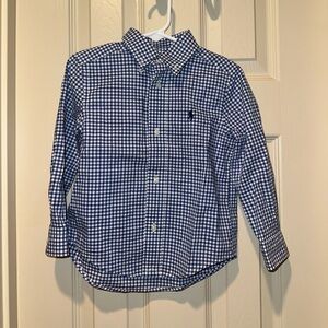 Ralph Lauren Navy Blue Button Down Shirt Classic Gingham